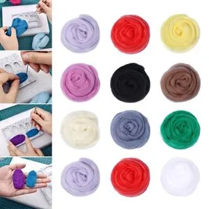 50g Fluffy Dyed Wool Roving – Soft Felting Fiber For DIY Needle Felting & Spinning Crafts