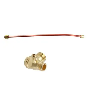 Air Compressor Exhaust Tube & 3-Port Check Valve Kit – 400mm Copper-Aluminum Tube, G1/8 Thread, 9mm Hex Nut, Zinc Alloy Valve, 2-Pack