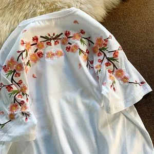 トップス DAIRIKU/Couple Border Embroidery Tee Twin Print Woven Raglan Sleeve Blouse (D27836) Pink Shell