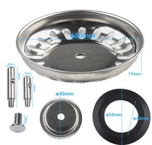 Universal Stainless Steel Sink Drain Plug / Strainer - Fits 78mm, 82mm, 84mm Drains, Kitchen Basin Filter Replacement