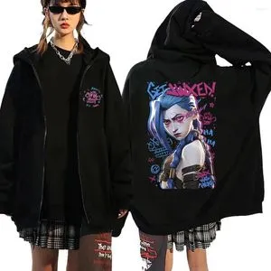 Arcane Jinx Graphic Zipper Hoodie - Oversized Streetwear