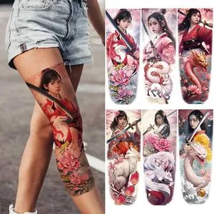 sexygirl tattoo クッション　3個セット　6123 Medusa Geisha Fox Temporary Tattoo Stickers Arms Thighs