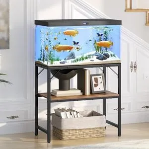LALA IKAI 2-Tier Aquarium Stand - Heavy Duty Steel Frame For 10-20 Gallon Fish Tanks, Black