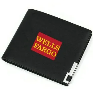 Wells Fargo Leather Wallet Casual Billfold With Bank Logo Badge