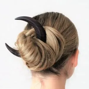 Moon Plate Hair Fork　SYKIA Vintage Crescent Moon Hair Forks Pearl Hair Sticks Womens