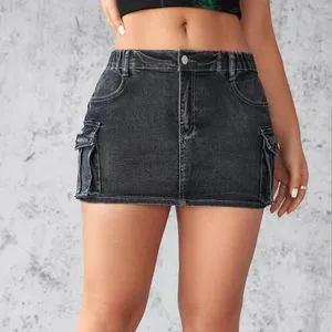 新品　Wonny Ribbon　Black denim skirt 　M Milumia Women's Bow Knot Front Bodycon Denim Jean Mini Skirt