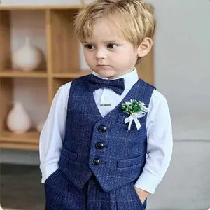 Vastwit 4 Piece Formal Suit Bow Tie Long Sleeve Dress Shirt + Tuxedo Vest + Pants Set Baby Boys & Toddler Pink-B 12-18 Months