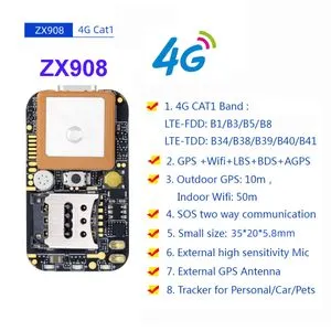 G.P.S様 Mini GPS Tracker ZX905 with 2G and 4G LTE CAT-1 Chip GPS Module