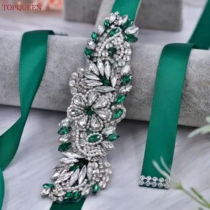 Handmade Satin Bridal Belt with Rhinestones - One Size Fits Most CoFashion Belts for Women Dresses Plus Size Black Sash  main image 2