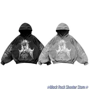 Oversized Harajuku Gothic Hoodie Sweatshirt - Cotton Blend, Unisex