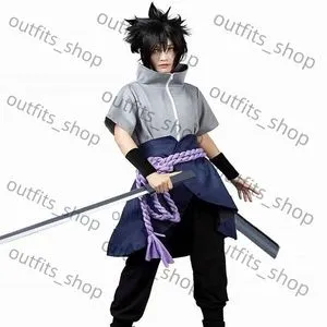 Ninja cosplay suit for men half-sleeve cotton broadcloth Sasuke