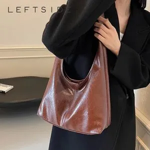 LEFTSIDE PU Leather Shoulder Bag Set Y2K Fashion Womens