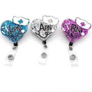 Custom Glitter Name Badge Reel For Nurses - Personalized Retractable ID Holder For Medical Assistants, CNA, RN - View #9