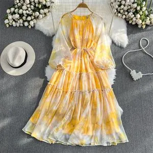 ★韓国人気★I AM MARI★CHIFFON SHIRRING TIE DRESS DHgate.com:Tie-dye Print Chiffon Dress 2024 Summer Womens A