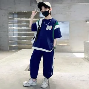 福袋 セール Korean Cotton Teenage Loungewear Sets For Boys Summer Middle Clothing