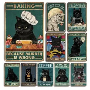 Vintage Cat Posters: Decorative Metal Sign, 30x20cm 12x8 In Cute