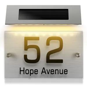Solar House Number LED Sign – Flag-Shaped, Weatherproof, Outdoor Waterproof Lighted Address Plaque With Custom Options