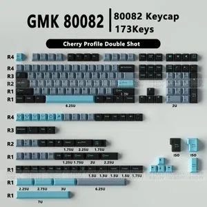 173-Key GMK 80082 Cherry Profile Blue ABS Double Shot Keycaps for