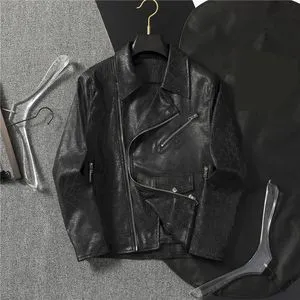 parapara製 エナメルジャケット 黒 ガーターつき Mens Short Leather Jacket: Black Windproof Biker Jacket
