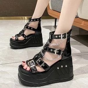 フラットミュールサンダル Y2K Punk パンク Grunge グランジ フラットミュールサンダル Y2K Punk パンク Grunge グランジ 靴