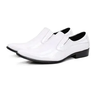 Mens Genuine Leather Slip-On Dress Shoes White Pointed Toe Flat Heel Medium  Width from Dhgate Dress Shoes - price 85.43