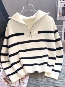 DHgate.com:RDMQ Womens Casual Striped Knitted Sweater