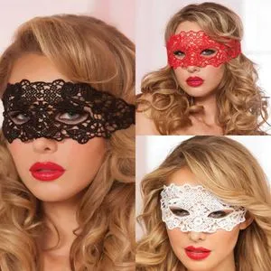 Sexy Bride Eye Mask For Women Black/White/Red Hollow Out Lace Eye ...