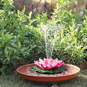 Solar Fountain With Olive Green Flower - Solar Powered Water Fountain For Bird Baths, Garden Decor, No Batteries Needed