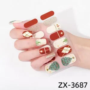 ポリッシュ Nail Glitter Sticker Gel Nail Plates with 3D Transfer Film for