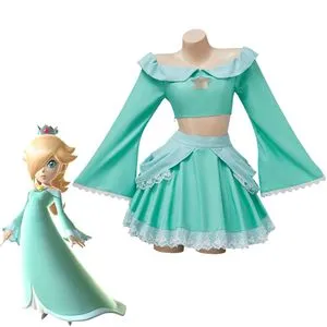 princess rosalina dress up Super Mario Galaxy Princess Rosalina Dress Cosplay Costume Halloween Suit ACcosplay, Female / XS
