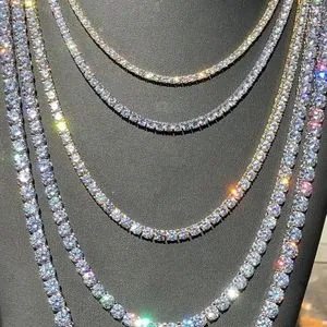 18" 925 Sterling Silver Icy Bling CZ Tennis Chain | 3mm Choker Necklace For Men Unisex | Hip Hop Style