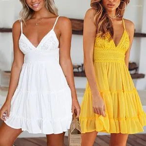 Locryz Women's Summer Beach Halter Dresses Sleeveless Mini