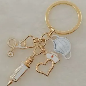 SHTALHST Nurse Keychain - Stainless Steel Inspirational Gift With Stethoscope & Mask Charm, White - View #5