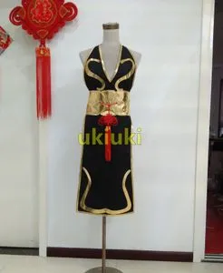 Game Chun Li Black Dress Cosplay Costume Halloween Costumes