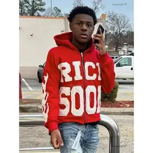 Street Rich Soon Printed Hoodie For Male Trendy Y2k Long Sleeve