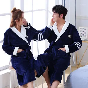 Autumn Winter Warm Sleepwear Lovers Coral Fleece Robe Women Men Thicken Bathrobe Lounge Nightgown Home Clothes M L XL XXL1