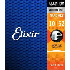 1 set!!Elixir 12077 Nanoweb Light Heavy 10-52 Electric Guitar Strings