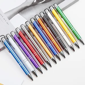 Promotion Advertising High Quality Metal Gift Pen Assorted Colorful Aluminum Click Action Bic Pen with Silver Trims