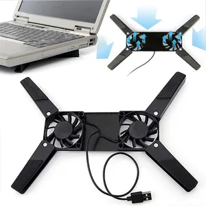 Portable Laptop Desk Support Dual Cooling Fan Notebook Computer Stand Foldable USB Rack Holder Black New