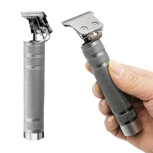 Hot T-shaped Rechargeable cordless hair trimmer men outlining hair clipper electric hair cutting machine beard haircut silver