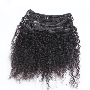Kinky curly clip in hair extensions african american clip in human hair extensions 100g mongolian afro kinky curly clip ins Hair