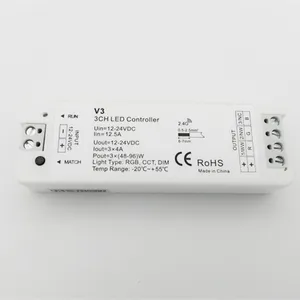3CH*4A 12-24VDC CV Controller V3 MINI Controller Dimming/color temperature/RGB 3 in 1 LED Controller 2.4G RF Wireless Reciever