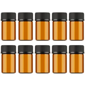 1ml 2ml 3ml Mini Amber Glass Essential Oil Reagents Refillable Sample Bottle Brown Glass Vials With Cap