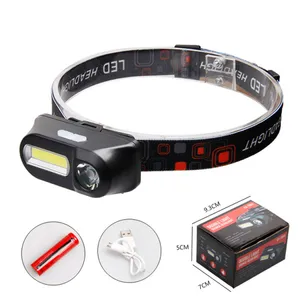 Mini COB LED Headlamp Headlight Head Lamp Flashlight USB Charging With Rechargeable 18650 Battery Torch Camping Hiking Night Fishing KX-18