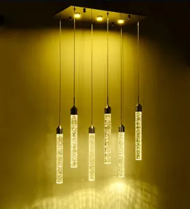 Regal Modern Bubble Crystal Column Chandeliers Led Restaurant Pendant Lamps Lighting Lamp Personality Bar Dining Living Room Luminaria Home Lighting Decoration