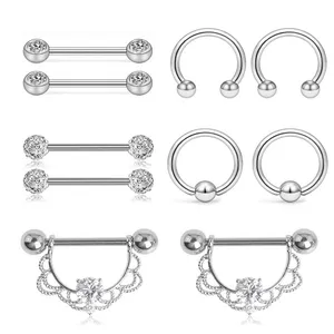 Fashion Jewelry Stainless Steel Navel Belly Lip Nipple Eyebrow Bar Ring Ball Piercing Kit Body Jewelry