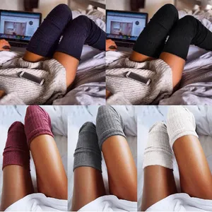 DHL New Women Socks Fashion Stockings Casual Cotton Thigh High Over Knee Cotton High Socks Girls Womens Female Long Knee Sock