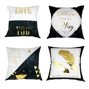 18*18 inch Home Decor Gift Home Sofa Throw Pillowcase Hot Stamping Pillow Cover Polyester Cushion Cover Pillow Case For Car Chair DH1024