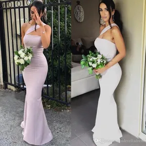2020 Elegant Mermaid Bridesmaid Dresses For Weddings Satin One Shoulder Sleeveless Floor Length Plus Size Formal Maid of Honor Gowns