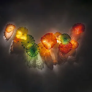 Murano Lamp Mount Light Fixtures Blown Glass Flower Wall Lamps Art Decorative Arts Custom Made Plates
